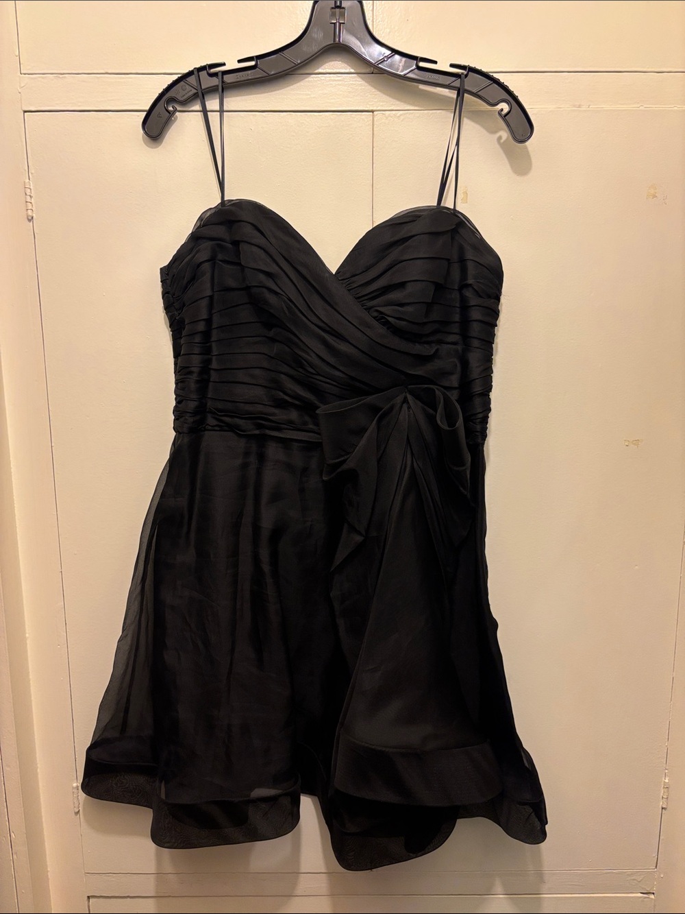 ABS Allen Schwartz Black Spaghetti-Strap Mini Dress with Draped Bow